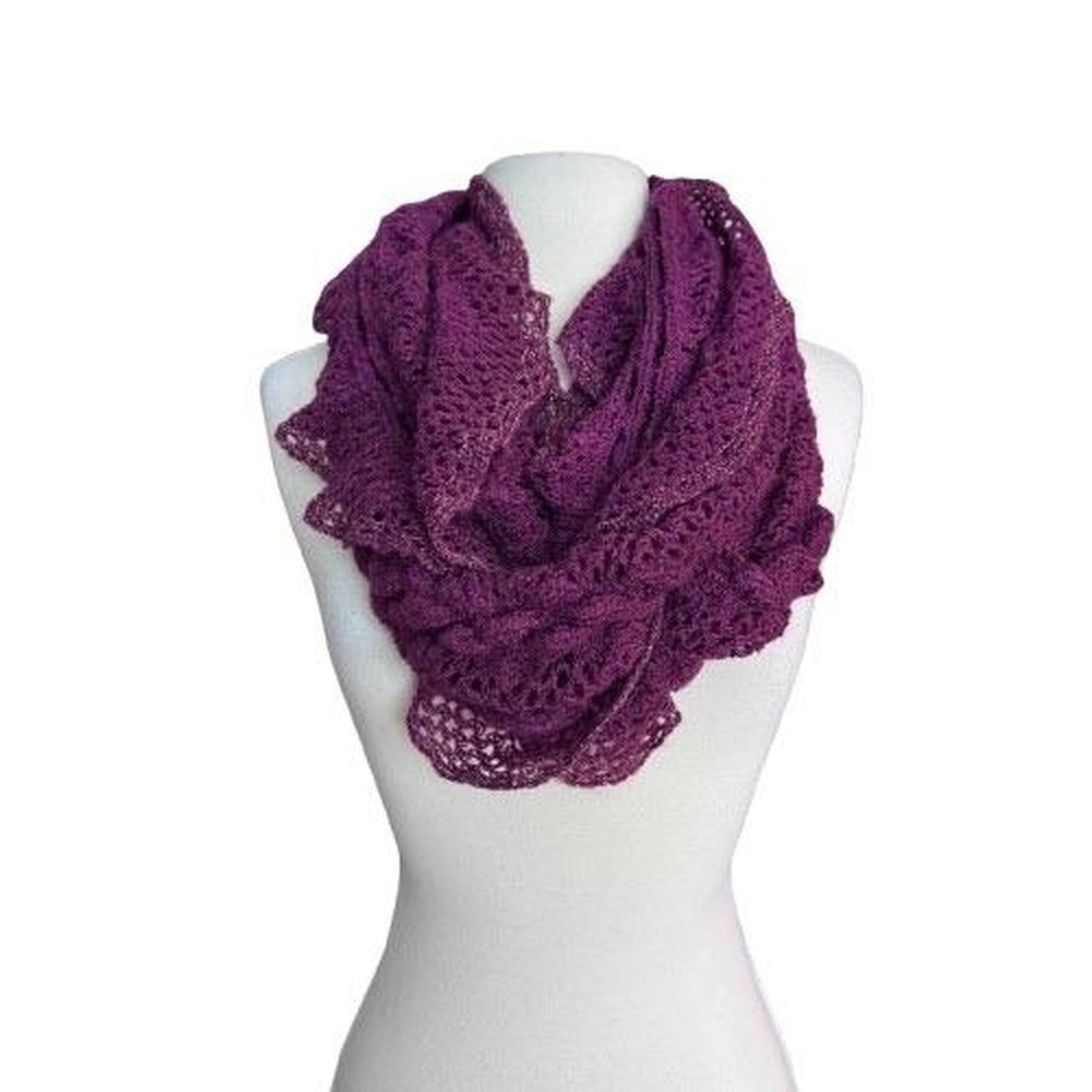 Burgundy‎ Wine infinity Ruffle Scarf gold trim boho whimsy goth fairy core